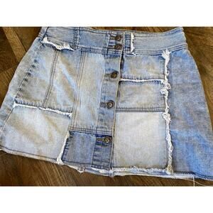 Y2K Squeeze Stephen Hardy Low-rise Patchwork Denim Mini Skirt Juniors 7/8